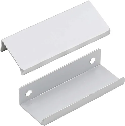Miniatura 17 de Tiradores negros de 3.94 pulgadas para gabinete, 6 unidades, espacio entre agujeros de 2.52 pulgadas, tiradores de borde de aleación de aluminio