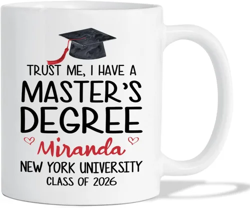 Miniatura 8 de Taza de café blanca personalizada para graduación, con texto en inglés "Behind You All Your Memories Before You All Your Dreams", taza de café de 11