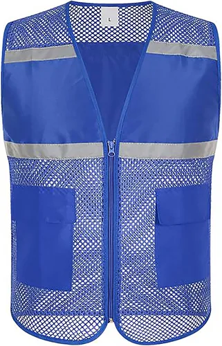 Miniatura 12 de TOPTIE Chaleco de seguridad de malla con cremallera, chaleco de uniforme de voluntario del equipo, chaleco reflectante para correr con bolsillos