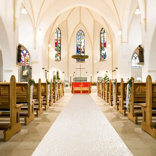 Miniatura 28 de ShiDianYi Camino de pasillo azul para boda, 15 x 2 pies, moderno, tela de malla con lentejuelas y purpurina azul bebé con lentejuelas