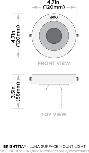 Miniatura 8 de BRIGHTTIA Luna Uno - Aplique de pared de 1 luz, accesorio industrial moderno de mediados de siglo para pared y techo, lámpara minimalista para baño