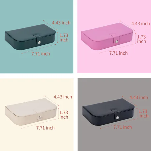 Miniatura 6 de Smileshe Joyero para mujeres y niñas, pequeño estuche organizador de viaje portátil de piel sintética, cajas de almacenamiento para anillos, aretes