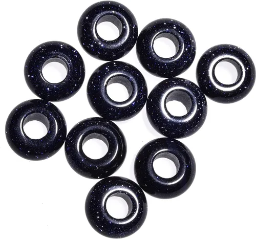 Miniatura 15 de Cuentas de piedra natural de agujero grande (0.23 a 0.236 pulgadas) pulidas Rondelle cuentas de piedras preciosas europeas para pulseras de dijes
