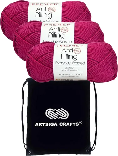 Miniatura 69 de Premier Yarns Everyday Anti-Pelusa Hilo Sólido Verde Pino DN100-8 (6-Madejas - Mismo Lote de Tinta) #4 Peso Estambre Acrílico para Tejer