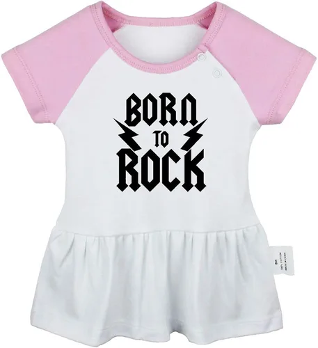 Miniatura 5 de Pack of 2, AB CD & Born to Rock Funny Print Dresses, Newborn Infant Baby Girls Princess Dress, Cute Ruffle
