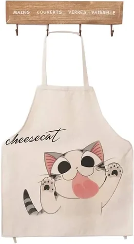 Phantomon Delantal de dibujos animados de gato lindo gato divertido cara japonesa creativo cómic delantal adultos tamaño para hornear, cocinar,