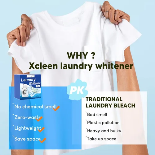 Miniatura 3 de Xcleen Hojas blanqueadoras de lavandería, 60 unidades, sin cloro, sin fragancia, blanqueador para ropa blanca, seguras para usar en todas