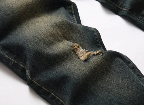 Miniatura 4 de Pantalones de mezclilla lavados para hombre con corte ajustado y elástico de moda Hip Hop
