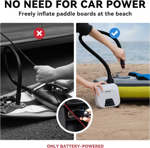 Miniatura 6 de CYCPLUS 20PSI High Pressure Smart SUP Air Pump, Rechargeable Battery-Powered, Intelligent Dual Stage Inflation & Deflation, Auto-Off Air Pump for