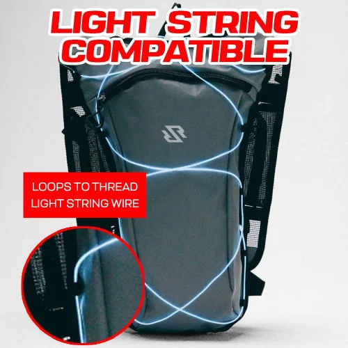 Mochila de hidratación aprobada para festivales | Bolsillos antirrobo en el pecho, bolsa de 2 litros incluida, diseño ligero Ripstop