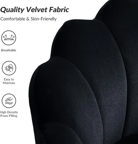 Miniatura 4 de HULALA HOME Silla decorativa moderna de terciopelo con respaldo en forma de concha, bonito sillón para sala de estar, dormitorio con patas doradas