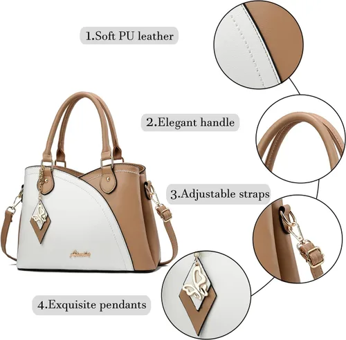 Miniatura 7 de Bolsos y carteras para mujer de DAINAOTM, bolsos estilo tote de cuero PU, cartera de señora con asa superior, bolso cruzado, bolso de hombro PU