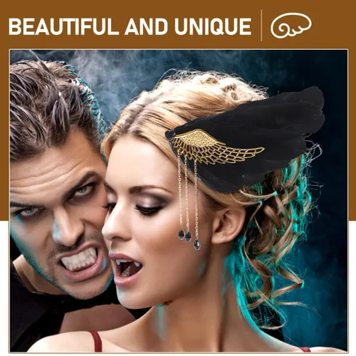 Miniatura 3 de Beaupretty Pinzas de pelo de ángel para adolescentes, niñas y mujeres, accesorios para el cabello de boda con borla para fiestas de vacaciones