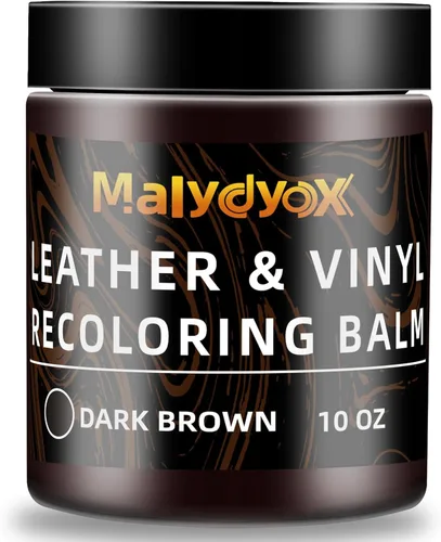 Malydyox Bálsamo para recolorear cuero, acondicionador restaurador de color de cuero de 10 oz, parche reparador de color de cuero, restaurador de