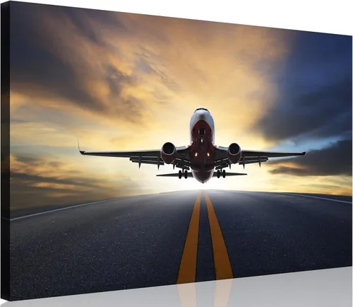 Miniatura 14 de TutuBeer 3 Panels Airplane Wall Art Airplane Posters for Walls Aircraft at Sunrise Plane Pictures for Living Room Bedroom Boys Room Home Decor