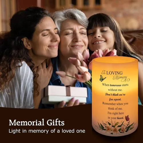 Miniatura 5 de Vela sin llama con luz LED de cera real con temporizador, regalo de condolencias por pérdida de un ser querido, regalos conmemorativos por pérdida