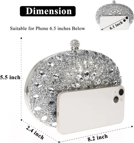 Miniatura 2 de COAIMANEY Bolso de mano con purpurina brillante para mujer, bolso de hombro para boda, fiesta, baile de graduación