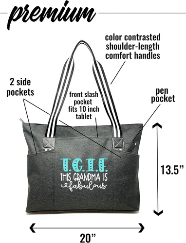 Miniatura 57 de Brooke & Jess Designs Bolso de mano para la abuela – Bolso de lona resistente con cremallera y bolsillo interior para la abuela para uso diario