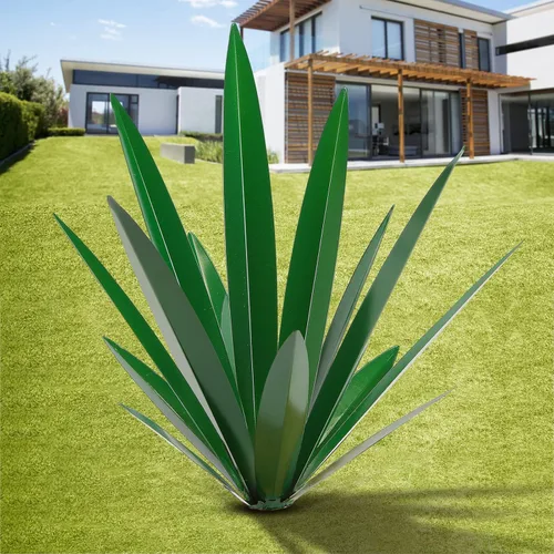 Miniatura 6 de TOMBABY Planta de agave de metal grueso de hoja grande, decoración al aire libre, patio del desierto, planta de arte, decoración de jardín, arte