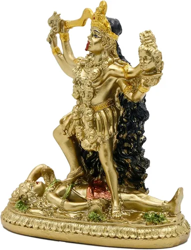 Miniatura 8 de alikiki Estatua de Kali de Dios hindú de oro antiguo – Ídolo indio Murti Pooja Artículo Kali Maa Figurilla Casa Templo Mandir Decoración Religión