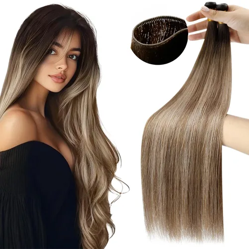 Miniatura 46 de Moresoo - Extensiones de cabello humano real cosidas, Remy, lacio, doble trama, color negro jet, 14 pulgadas, 3.53 onzas