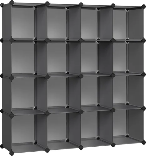 Miniatura 8 de SONGMICS Organizador de almacenamiento de cubos, estantes de almacenamiento de armario de 12 cubos, estantería modular, color negro ULPC34HV1