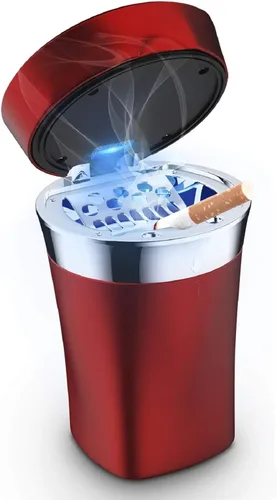 Miniatura 10 de Cenicero de automóvil, cenicero automático cigarro encendedor electrónico de cigarrillos desmontable, alimentado por energía solar/recargable por