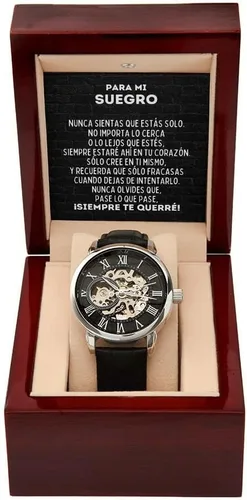 Miniatura 2 de Reloj calado para hombre con tarjeta de mensaje especial para Mi Suegro Reloj Esqueleto Calado - My suegro Watch en español - Graduacion