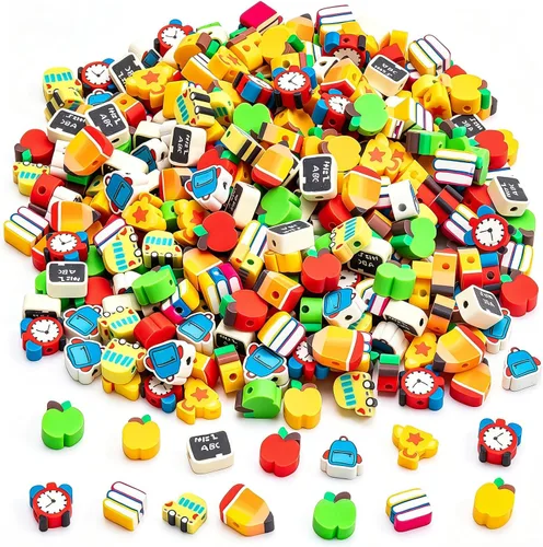Miniatura 8 de 200 cuentas de arcilla polimérica de Halloween, cuentas espaciadoras Heishi mixtas para mujeres, pulseras, aretes, collares, fabricación de joyas