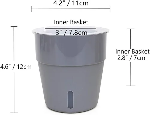 Miniatura 2 de Paquete de 3 macetas de riego automático de 4 pulgadas con indicador de nivel de agua, maceta moderna para interiores, color gris