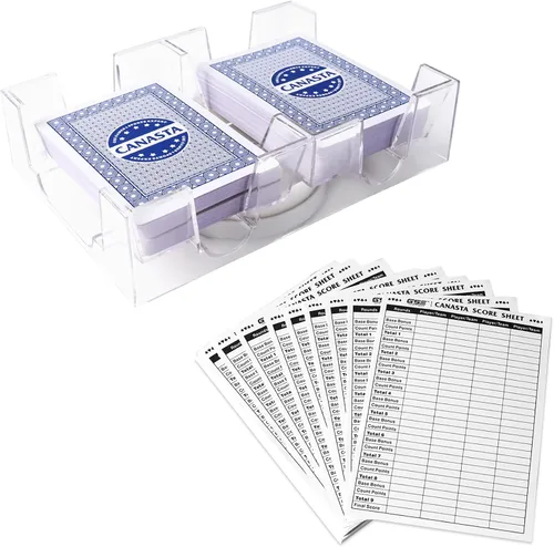 Miniatura 8 de GSE Games & Sports Expert Juego de cartas Canasta, incluye 6 cartas de juego Canasta con valores de puntos, una bandeja de cartas giratoria y 100