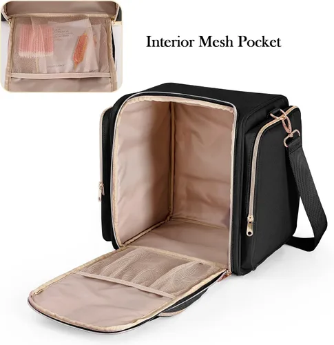 Miniatura 4 de Bolsa de maquillaje de viaje con 5 estuches extraíbles, estuche organizador de maquillaje grande con correa y múltiples bolsillos de almacenamiento