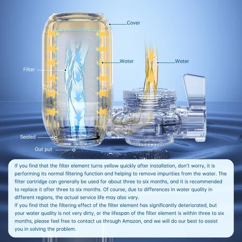 Miniatura 5 de Vortopt Filtro de agua para grifo de fregadero, filtro de agua de 400 galones de capacidad de carbón activado, certificado NSF que reduce el cloro