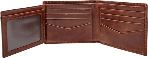 Miniatura 19 de Fossil Ryan - Cartera plegable de piel con bloqueo RFID y ventana de identificación abatible para hombre