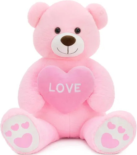 Miniatura 10 de Oso de peluche gigante de 4 pies, color marrón Lifesize Jumbo animal de peluche suave con pajarita y vientre grande para niños y niñas, oso