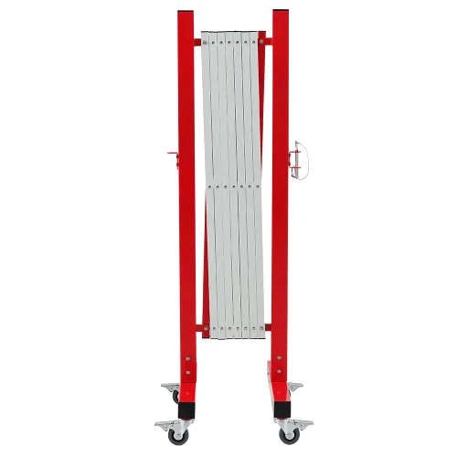 Miniatura 2 de GYMTIME Barrera Metálica Expansible de Montaje Fácil, 11 Pies, Roja y Blanca, Barrera de Seguridad Portátil con Ruedas, Barrera de Valla Móvil