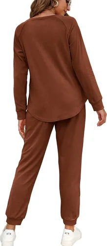 Miniatura 2 de Wiholl - Conjuntos de dos piezas para mujer ropa cómoda con sudadera abotonada y pantalones deportivos con bolsillos