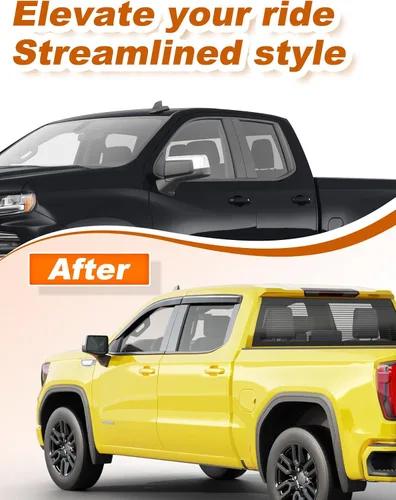 Miniatura 7 de Protectores de lluvia extra gruesos para ventana Chevrolet (Chevy) Silverado GMC Sierra 1500 2500HD 3500HD 3500HD Crew Cab 2019-2026, deflectores