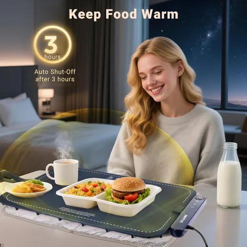 Miniatura 6 de Tapete de calentamiento de alimentos de grafeno mejorado, calentamiento rápido de 10 segundos, control de temperatura de 6 niveles, a prueba