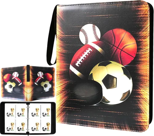 Álbum de Tarjetas de Intercambio, Álbum para Tarjetas Deportivas de 4 Bolsillos con 50 Fundas Compatibles con 400 Tarjetas Deportivas, Álbum Porta