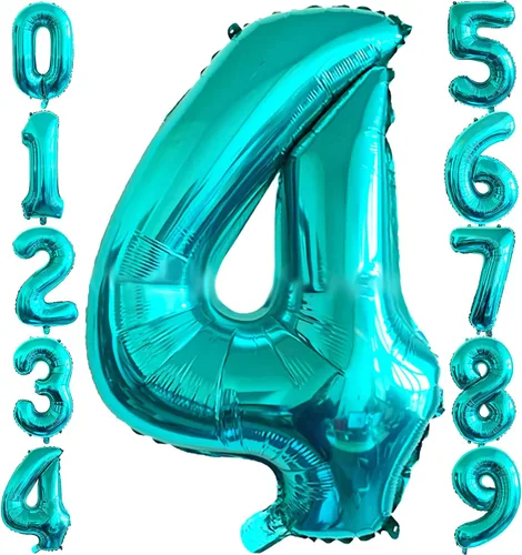 Miniatura 8 de Globo de 40 pulgadas, color azul turquesa número 2, globos de helio de Mylar de papel de aluminio de dígitos de gran tamaño para baby shower, fiesta