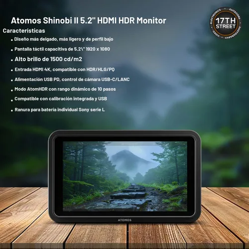Miniatura 2 de Atomos Shinobi II - Monitor de cámara HDMI de 5.2" con pantalla táctil HDR Monitor ligero para fotografía con batería, cargador y montaje