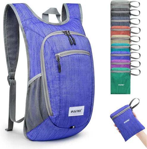 Miniatura 12 de G4Free 10L/15L Mochila para Senderismo Plegable Ligera, Mochila de Día para Caminatas, Pequeña, Viaje al Aire Libre, Bolsa de Hombro Plegable Azul
