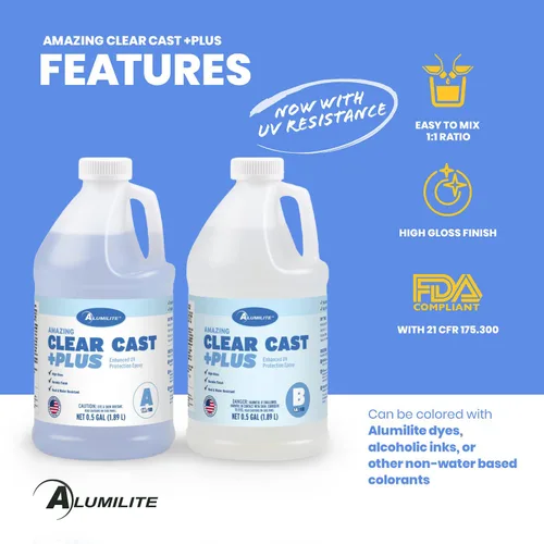 Miniatura 3 de Alumilite Amazing Clear Cast Plus (1 galón) Resina epoxi de alto brillo segura para alimentos con resistencia a los rayos UV, perfecta