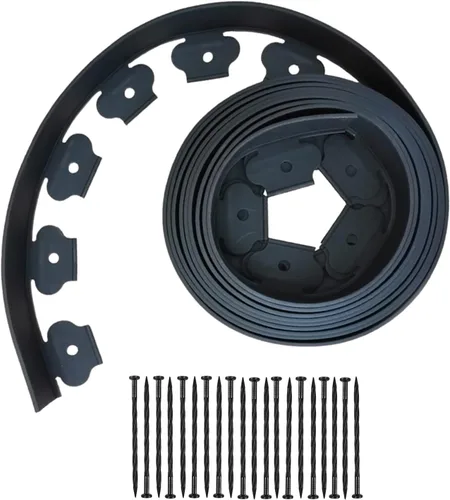 Borde de jardín de plástico de 20 pies con 20 estacas, borde de césped de 2 pulgadas de alto para césped, patio, borde de bordes de jardines de