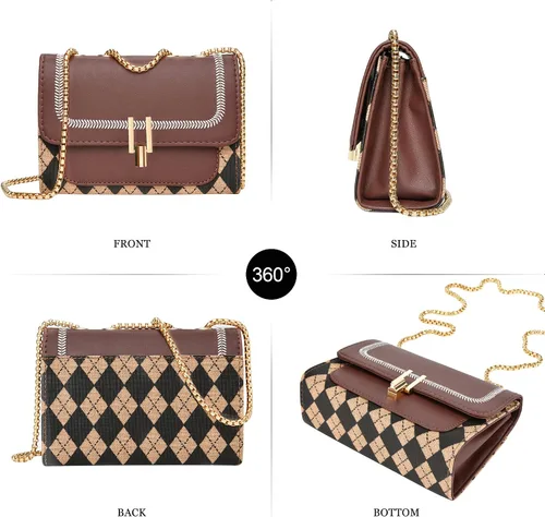 Miniatura 5 de UTOTEBAG Bolsos cruzados para mujer, bolso pequeño de piel sintética, bolso de hombro de moda, bolso de noche con correa de cadena
