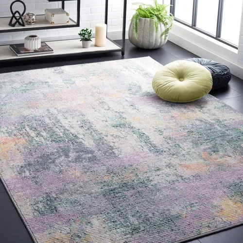 Miniatura 11 de SAFAVIEH Sequoia Collection - Alfombra para pasillo, 2 pies 2 pulgadas x 9 pies, verde y morado, diseño abstracto moderno, no desprende pelusa