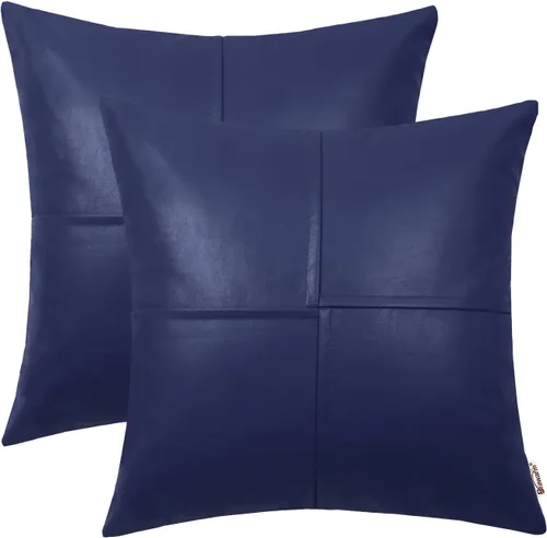 Miniatura 8 de BRAWARM Fundas de almohada de tiro de cuero sintético de 18 x 18 pulgadas, fundas de almohada de cuero marrón foca paquete de 2, almohadas Sello
