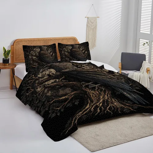 Miniatura 4 de Raven - Juego de ropa de cama vikinga, juego de edredón individual, suave y transpirable para hombres