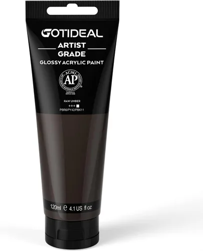 GOTIDEAL - Pintura acrílica umbra crudo, tubos de 4.1 oz, no tóxicas, duradera, para pintor adulto o niño y para lienzo, madera, arcilla, tela o